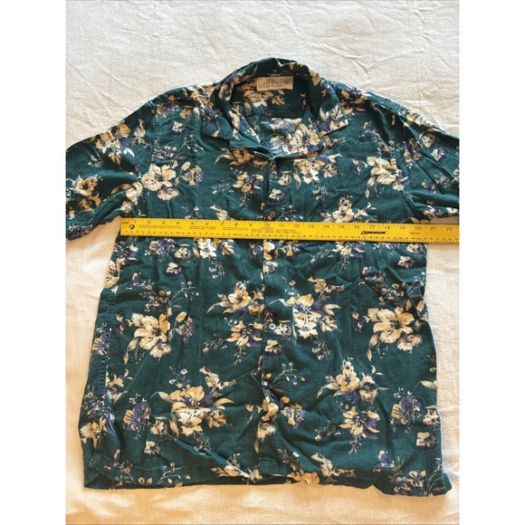 Abercrombie &Finch Men's Shirt Med Multi Summer Linen Blend Floral Boxy Relaxed - Picture 4 of 11